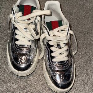 Gucci Metallic Silver Sneakers